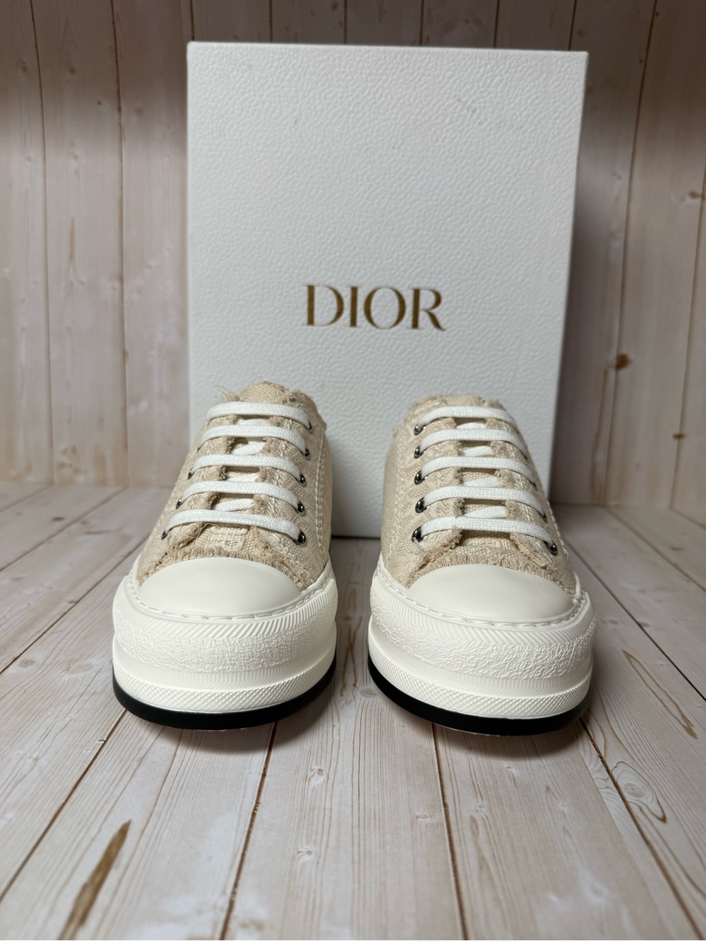 Christian Dior Oblique Walk'N'Dior Platform Sneakers Beige Natural Sz 36.5 / 6.5 - Picture 5 of 13